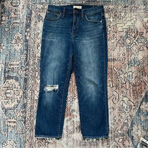 Madewell The Perfect Vintage Crop High Rise Jeans Distressed Size 28